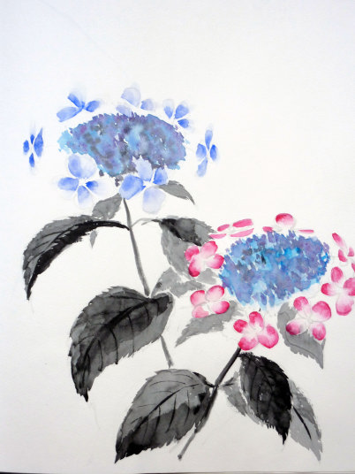 「あじさい」　F4　植木克彦