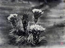 「「サボテン」 水墨画 F4 松尾好高 「「サボテン」 水墨画 F4 松尾好高