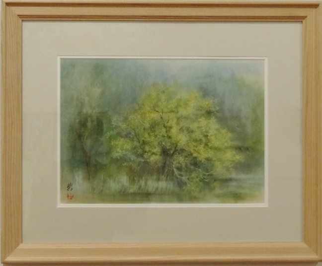 「岸辺に立つ木」　日本画家　戸田みどり