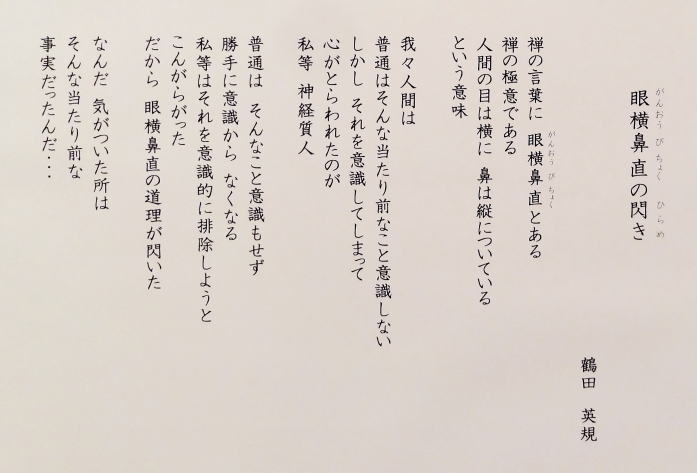 ４１　「眼横鼻直の閃き」　詩：鶴田英規
