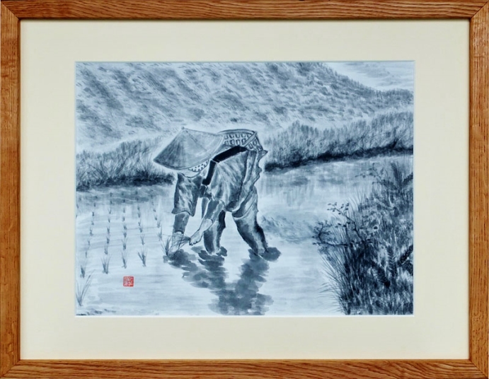 「山里の田植え」　齋藤義保