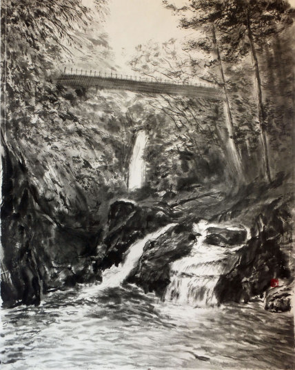 「渓谷の水音」F30　遊墨展12.'18