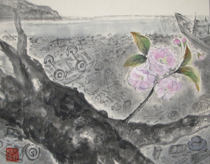 「東北大震災」　詩：ゆかり　絵：石坂和明