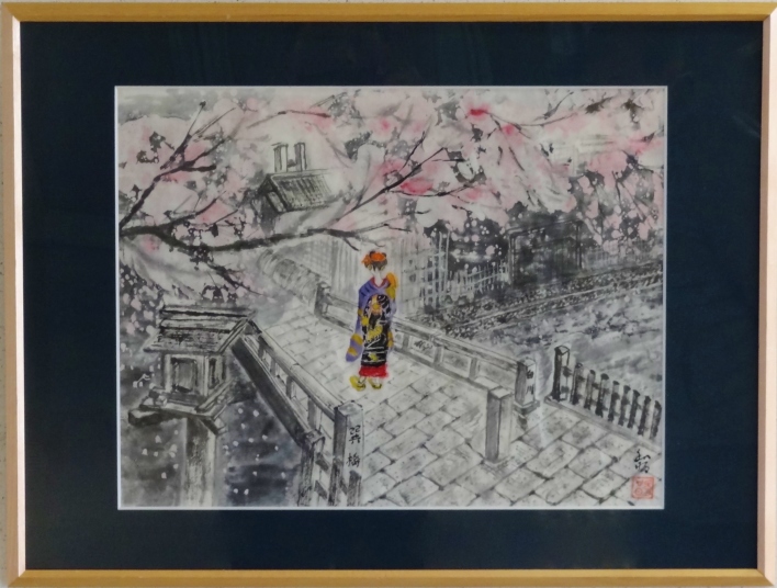 京都の桜　　F8　石坂和明