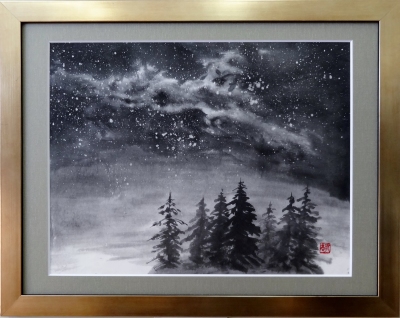 「煌めく銀河」F8　講師　松尾好高先生